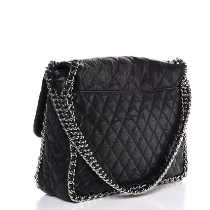 Chanel Washed Lambskin Quilted Maxi Chain Around Flap Black 3 of 8