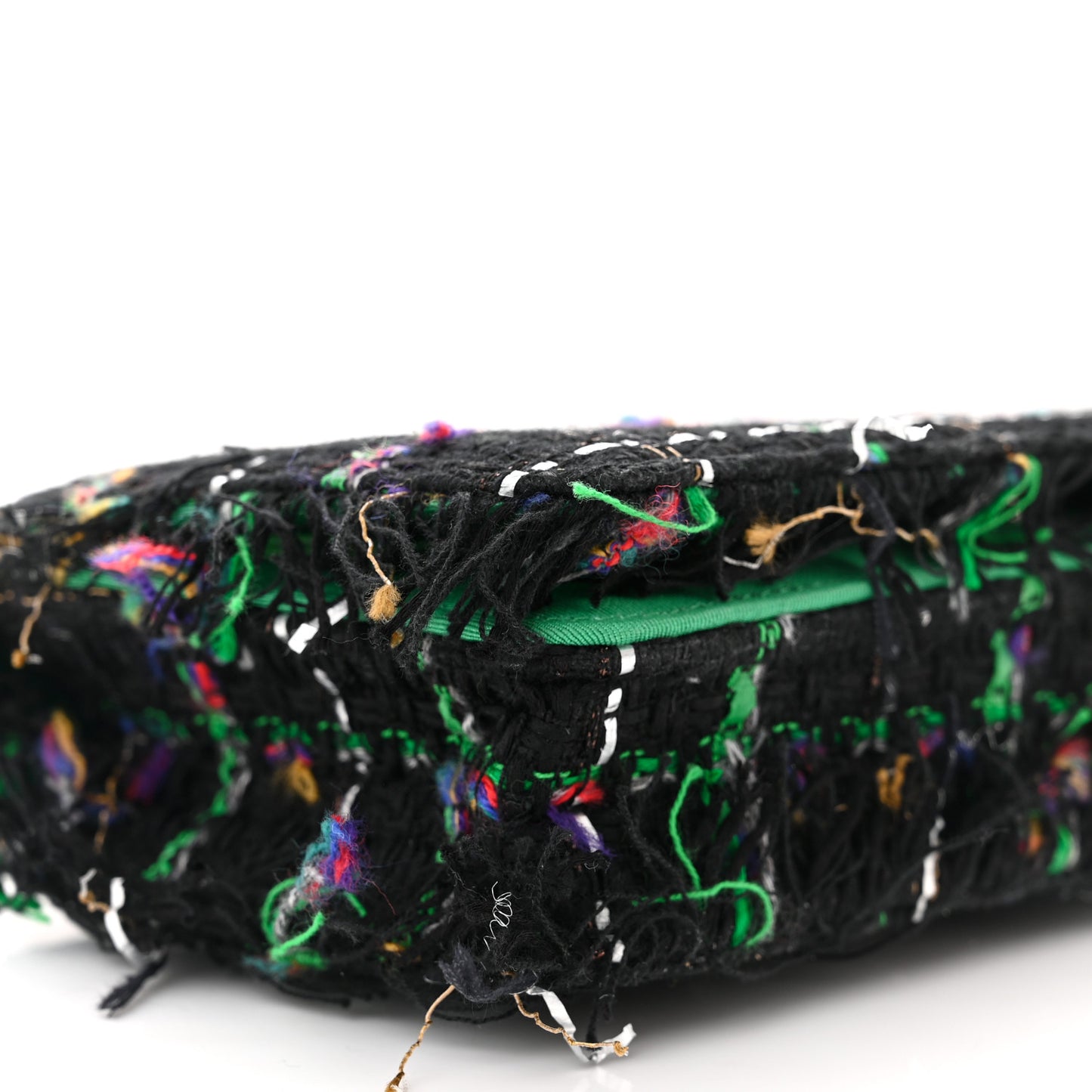 Tweed Fringe Wallet On Chain WOC Black Green