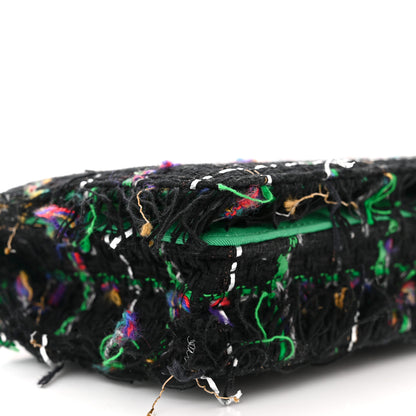 Chanel Tweed Fringe Wallet On Chain WOC Black Green 9 of 10