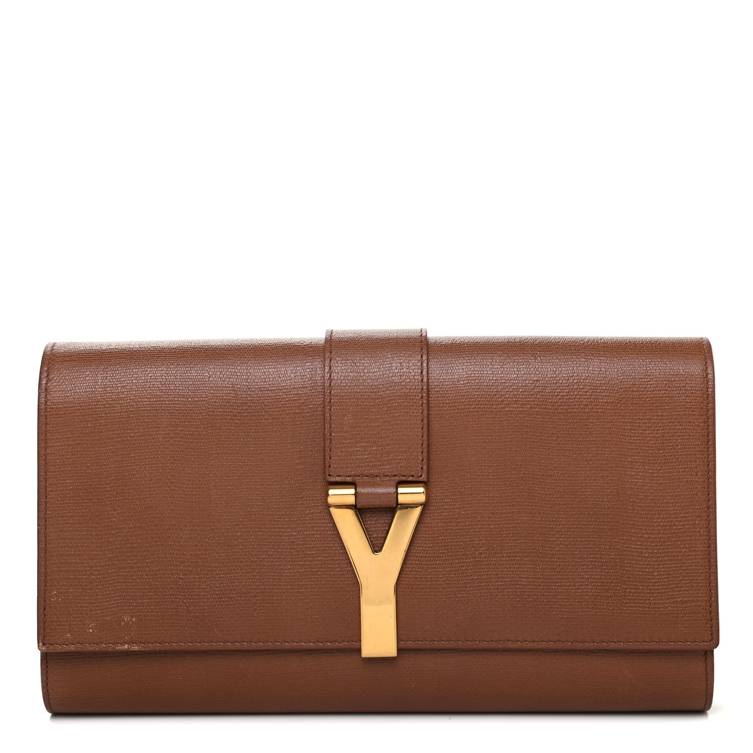 Saint Laurent Textured Calfskin Y Ligne Clutch Brown 1 of 7