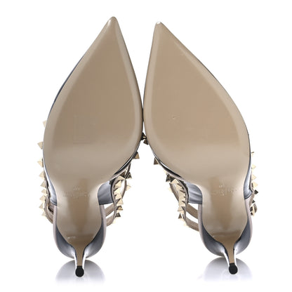 Valentino Garavani Patent Nappa Rockstud Ankle Strap 100mm Pumps 40 Black Poudre 6 of 10