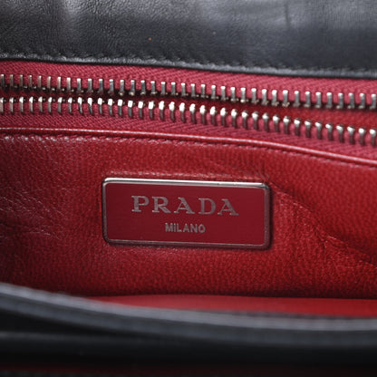 Prada Soft Calf Chain Shoulder Bag Black 7 of 23