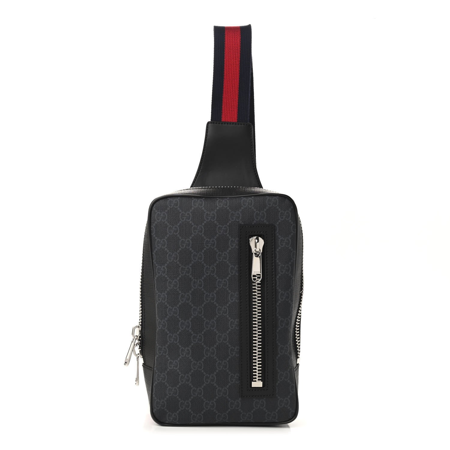 Gucci GG Supreme Monogram Web Belt Bag Black Grey 1 of 9