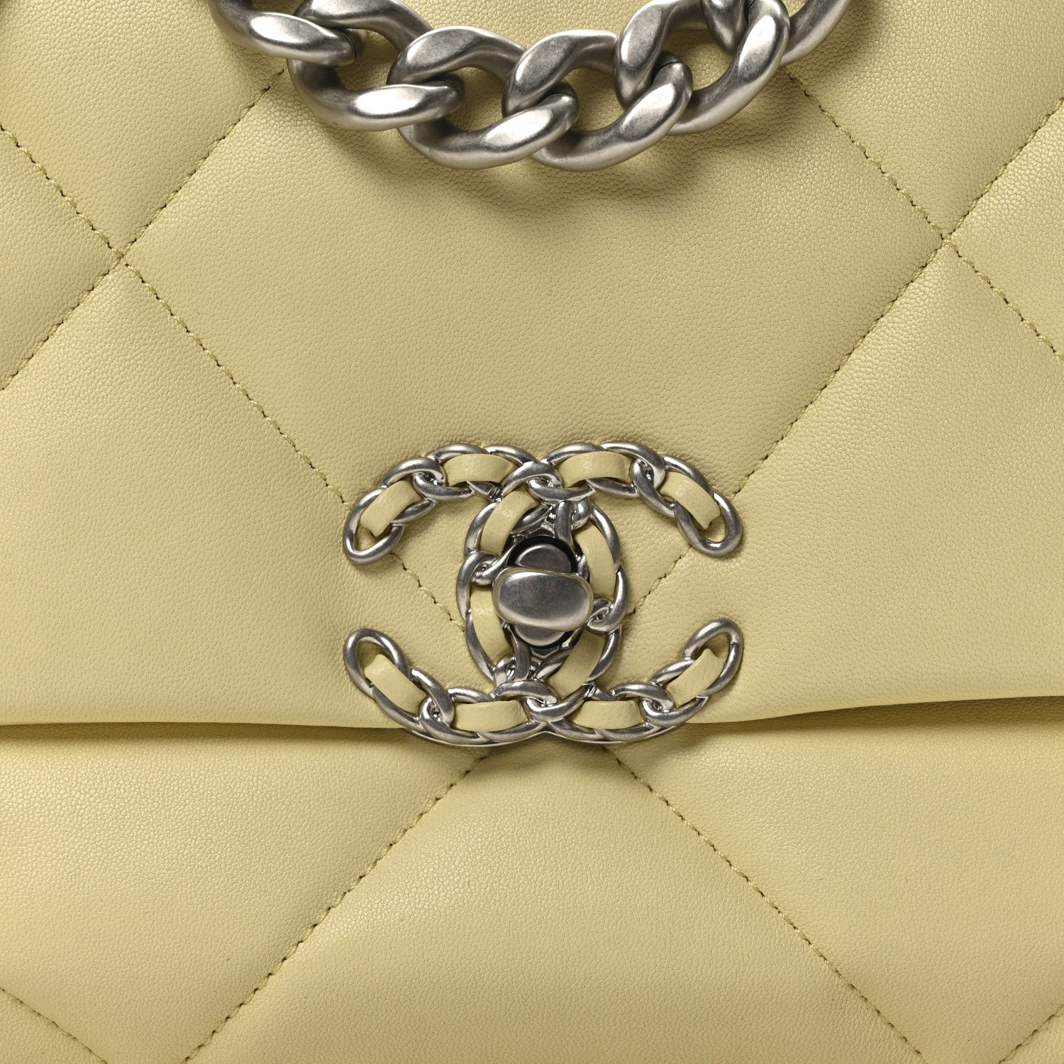 Chanel Lambskin Quilted Medium Chanel 19 Flap Light Yellow 8 of 10