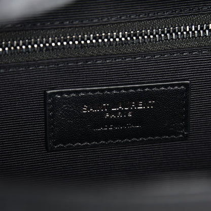 Saint Laurent Calfskin Crocodile Embossed Monogram Large Satchel Black 6 of 7