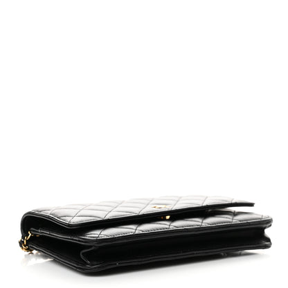 Chanel Lambskin Quilted Wallet On Chain WOC Black 4 of 12
