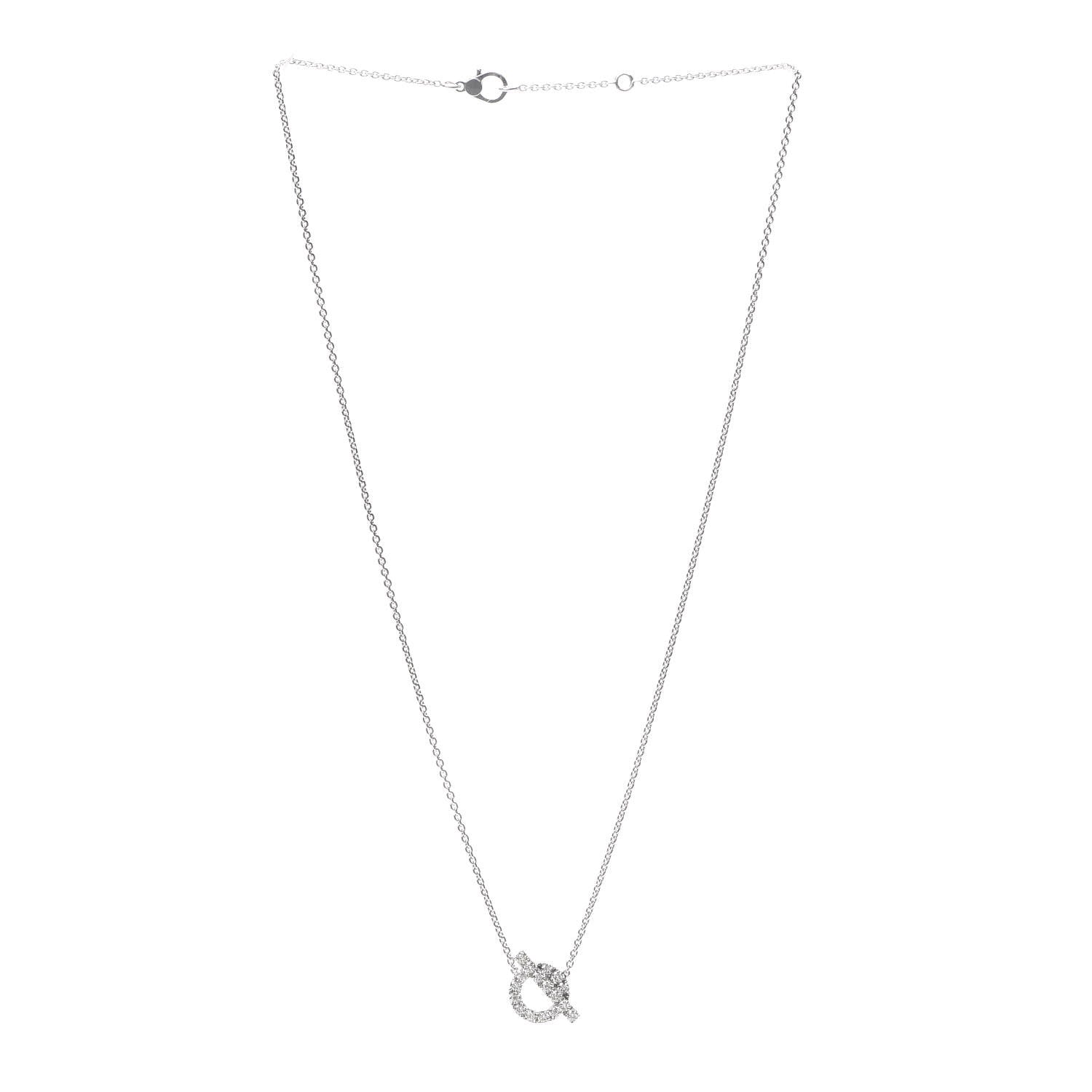 Hermes 18K White Gold Diamond Finesse Pendant Necklace 3 of 6