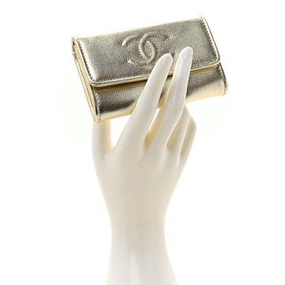 Chanel Metallic Caviar Quilted CC Flap Card Holder Gold 2 of 8