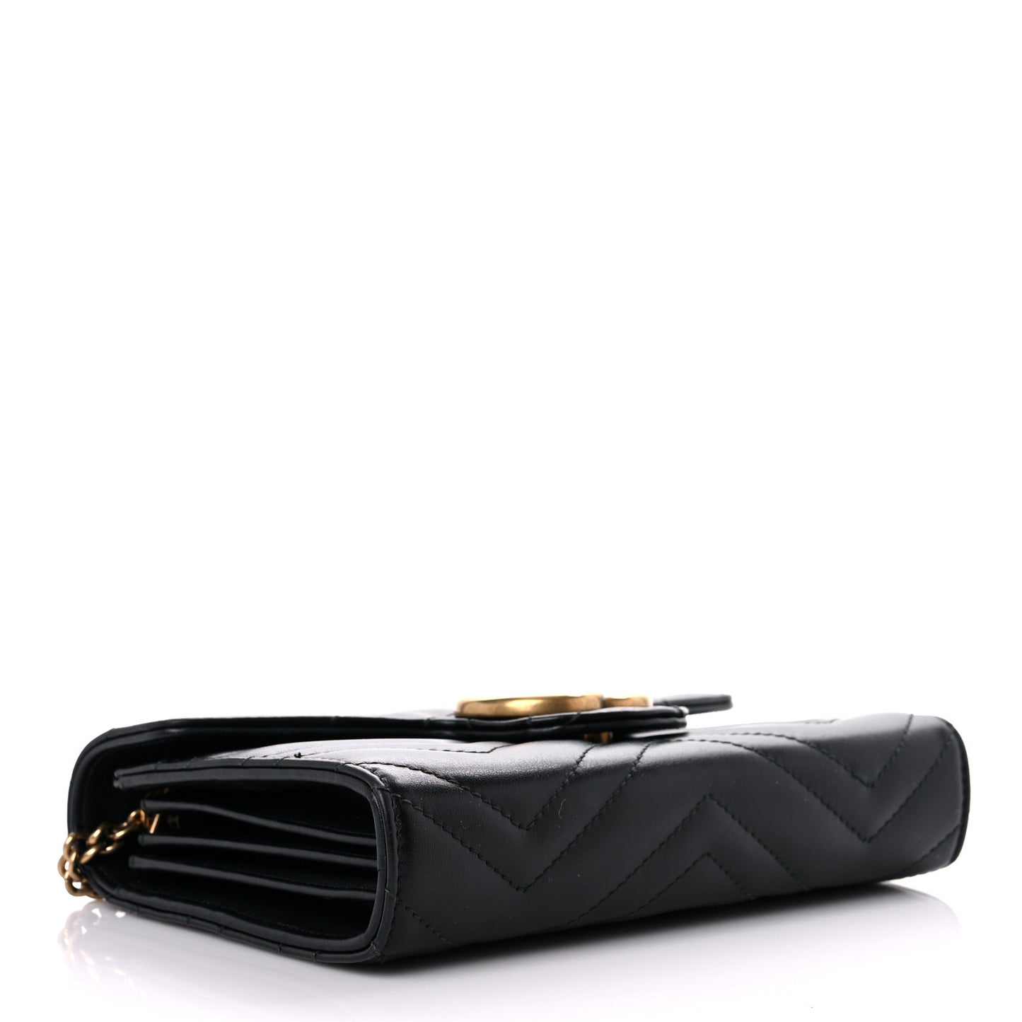 Calfskin Matelasse GG Marmont Chain Wallet Black