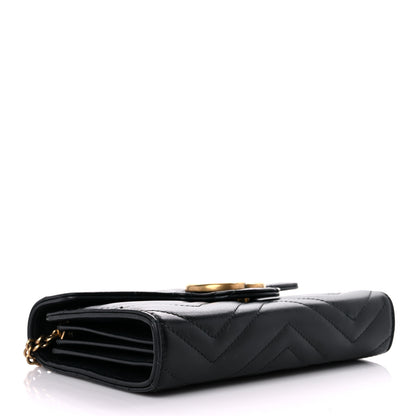 Gucci Calfskin Matelasse GG Marmont Chain Wallet Black 4 of 18