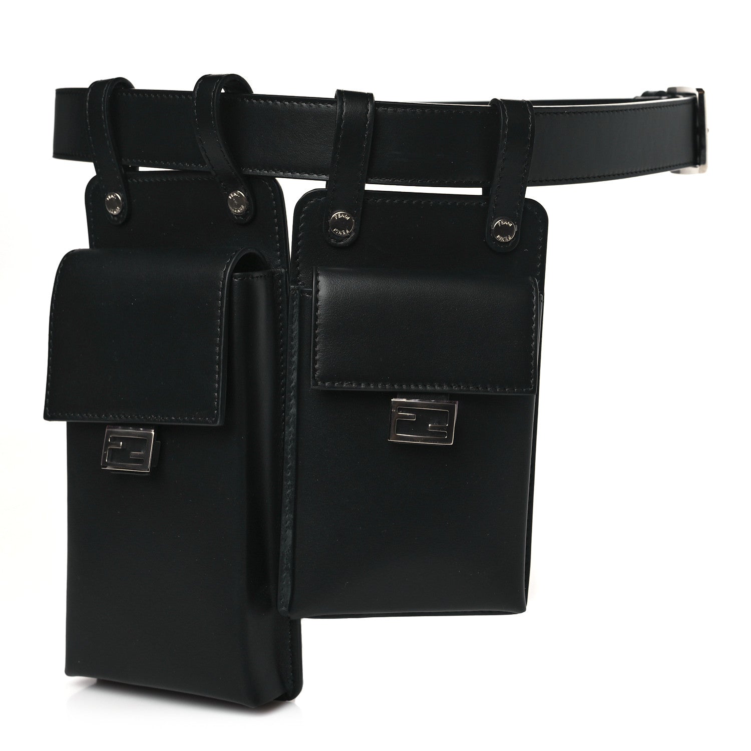 Fendi Vitello Glacier Utility Belt Pouch Black 1 of 7