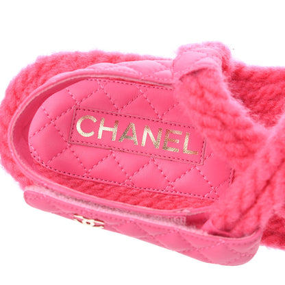 Chanel Cord Lambskin Quilted Logo Sandals 41 Pink 6 of 9