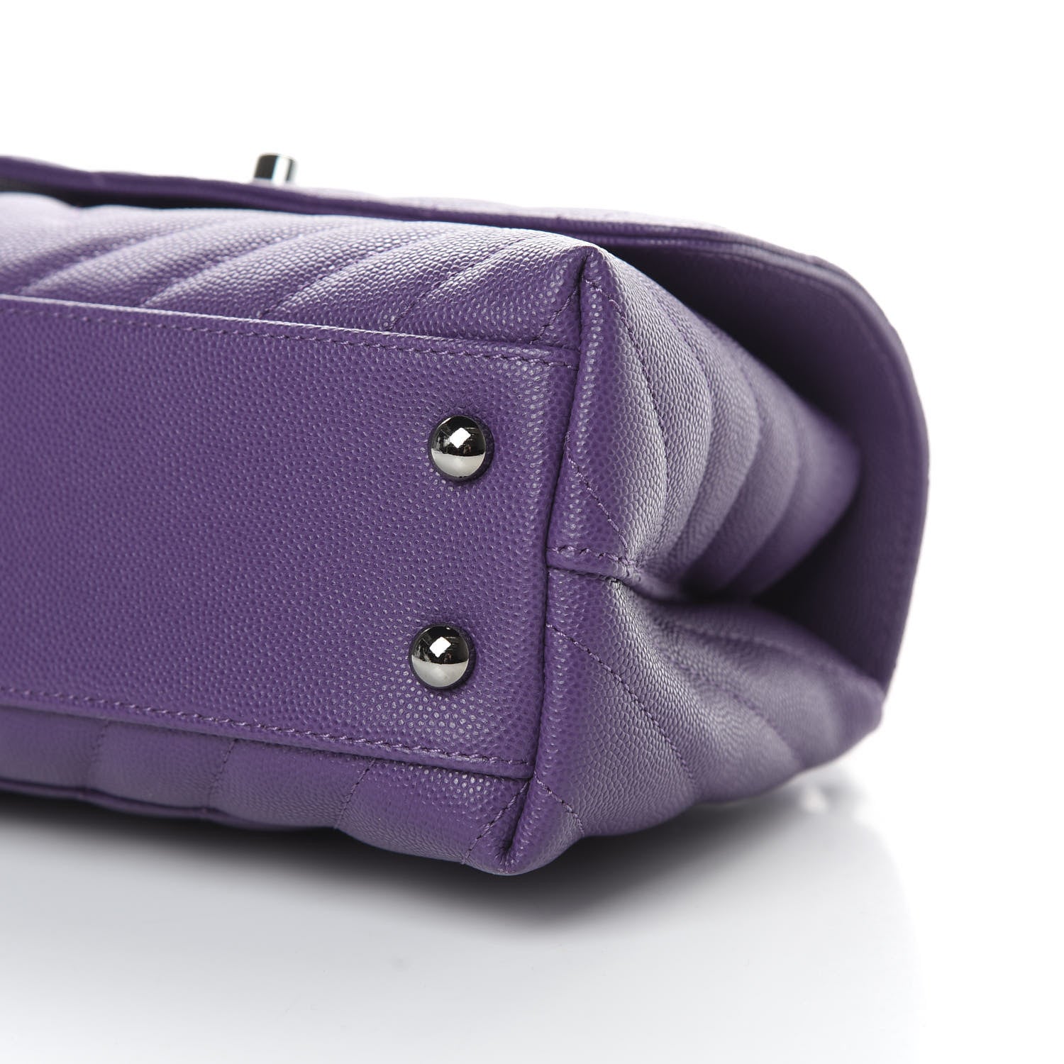 Chanel Caviar Chevron Quilted Mini Coco Handle Flap Purple 10 of 10