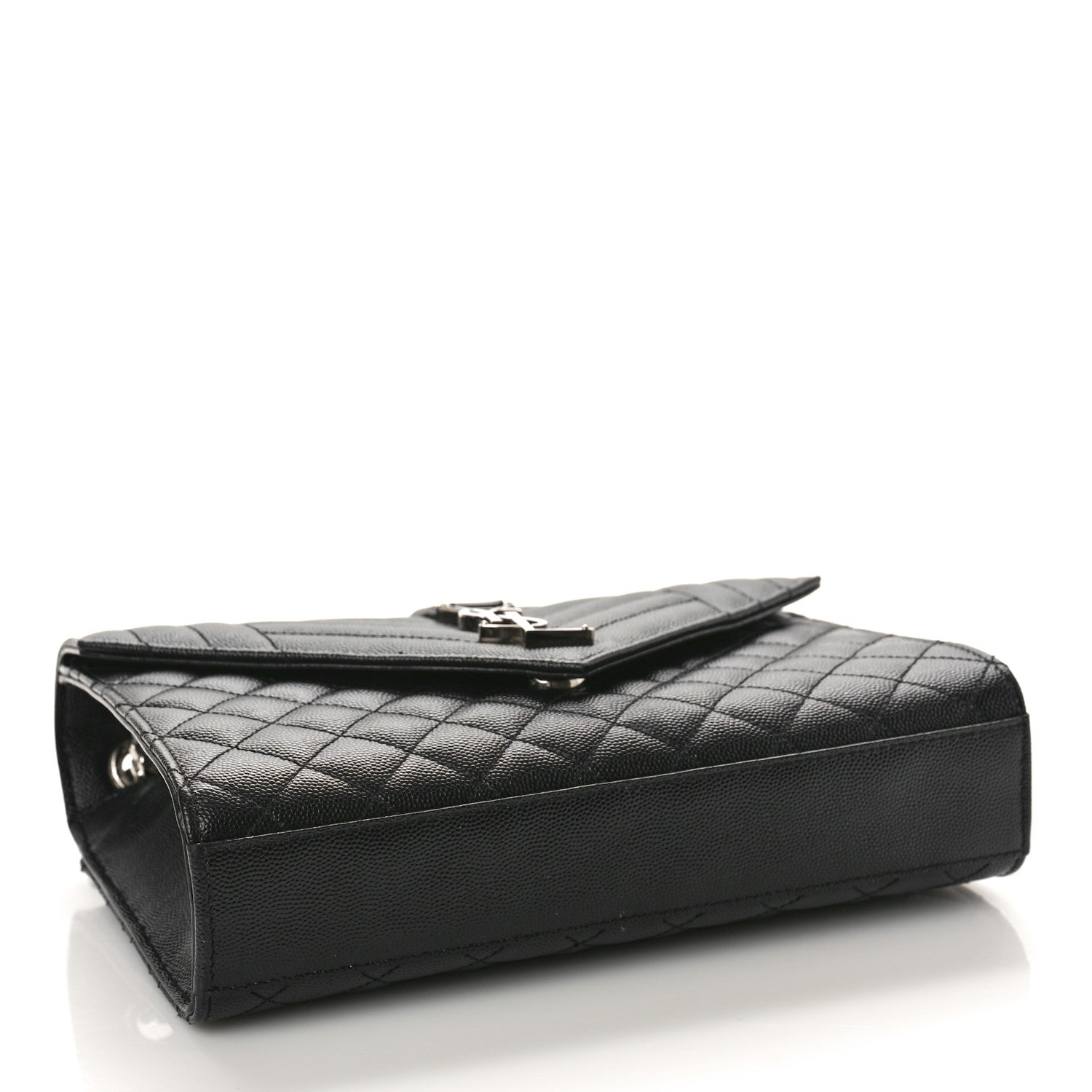 Saint Laurent Grain De Poudre Textured Mixed Matelasse Triquilt Medium Monogram Satchel Black 4 of 8