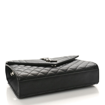 Saint Laurent Grain De Poudre Textured Mixed Matelasse Triquilt Medium Monogram Satchel Black 4 of 8