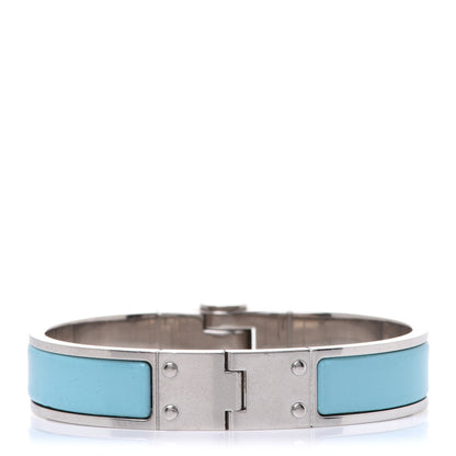 Hermes Enamel Charniere Uni Narrow Hinged Bracelet S Bleu Turquoise 3 of 15