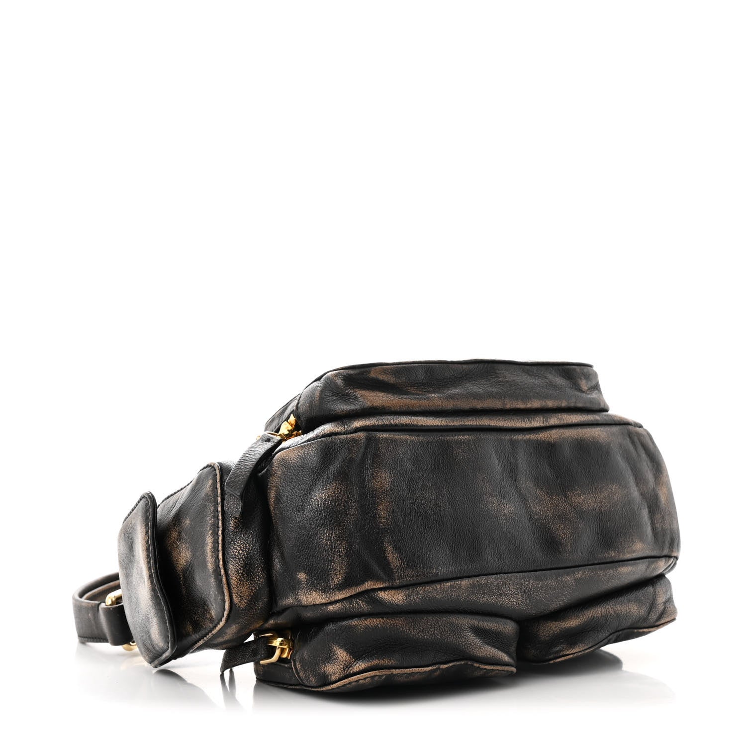 Miu Miu Distressed Nappa Pocket Bag  Sand Coffee 4 of 9