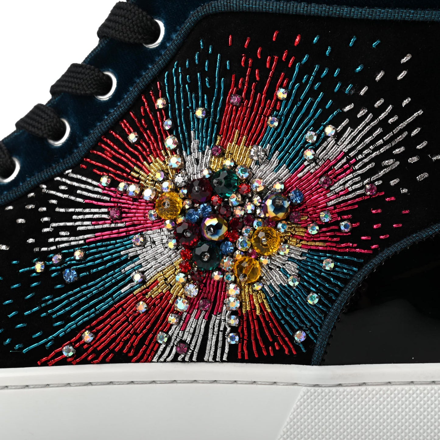 Suede Strass Louis On Fire Flat Sneakers 41.5 Multi
