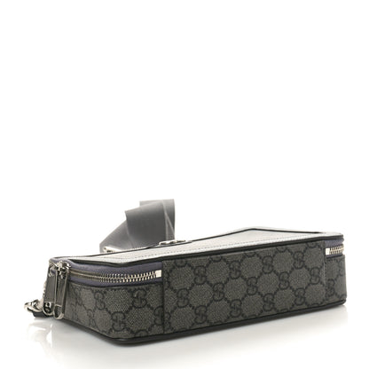 Gucci GG Supreme Monogram Textured Dollar Calfskin Small Ophidia Top Handle Shoulder Grey Black Graphite Grey 4 of 10