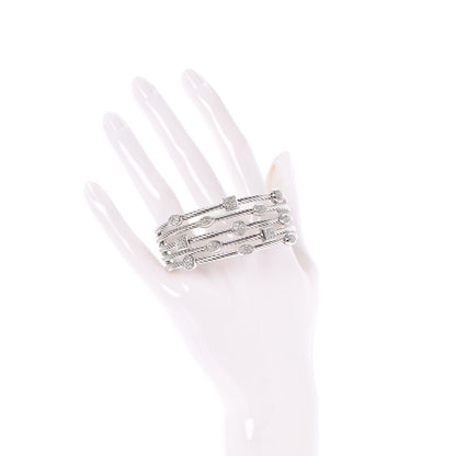 David Yurman Sterling Silver Diamond Five Row Confetti Cuff Bracelet 2 of 4