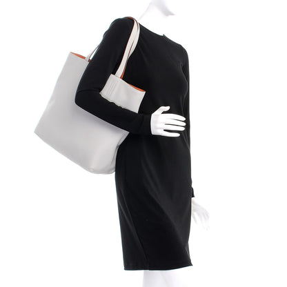 Hermes Taurillon Clemence Double Sens 45 Reversible Tote Orange Gris Perle 3 of 15