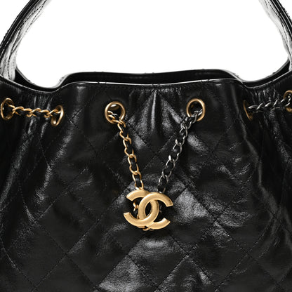 Chanel Shiny Crumpled Calfskin Quilted Small Chanel 25 Handbag Black 8 of 11