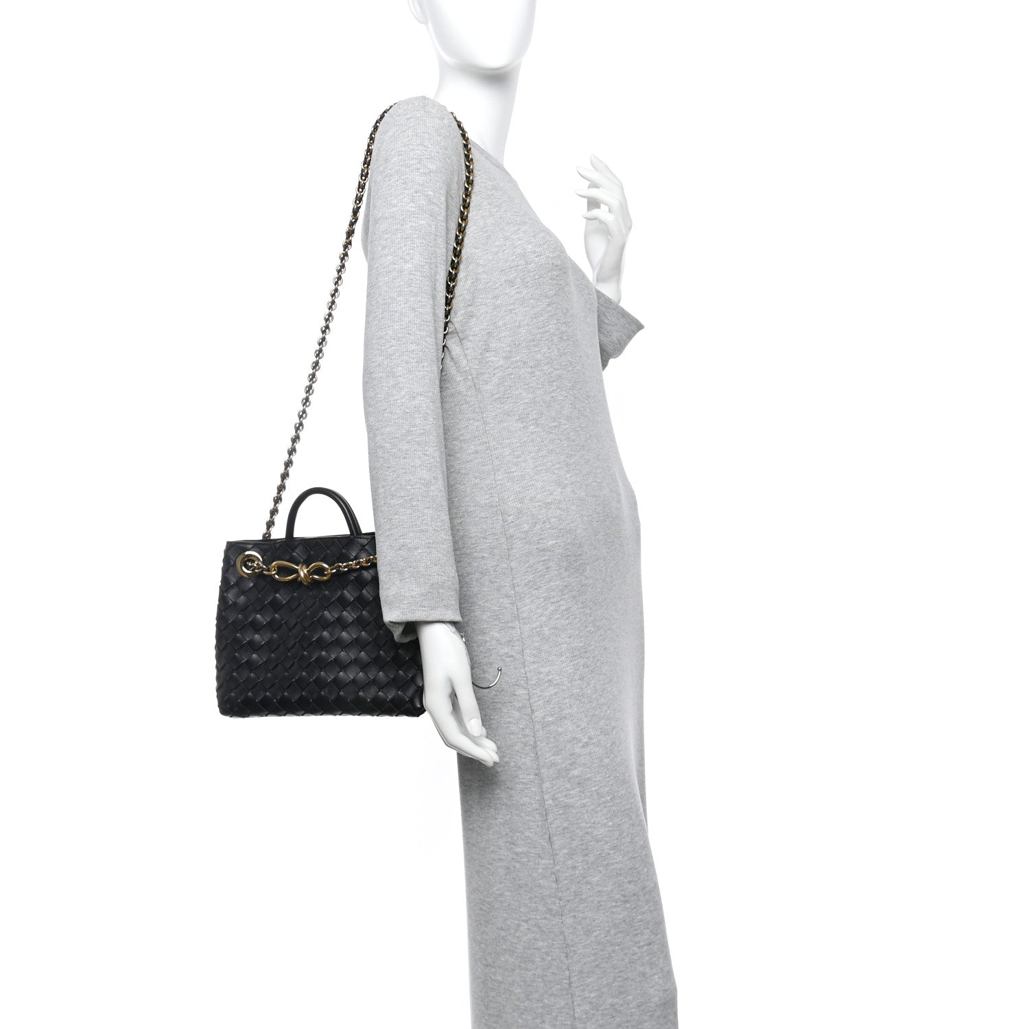 Bottega Veneta Nappa Intrecciato Small Andiamo With Chain Shoulder Bag Black 2 of 9