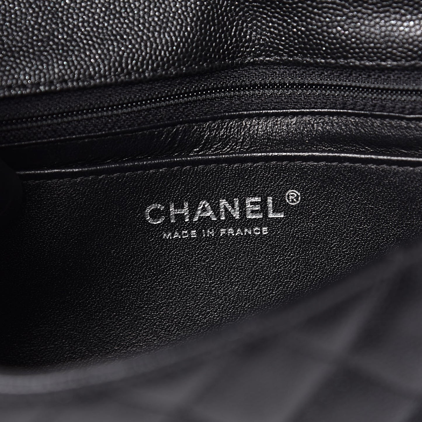 Iridescent Caviar Quilted Mini Rectangular Flap Black