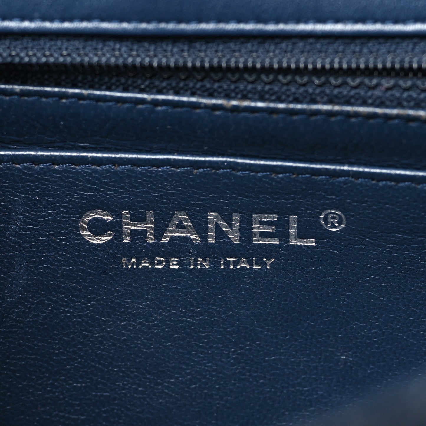 Patent Calfskin Chevron Quilted Mini Rectangular Flap Navy Blue