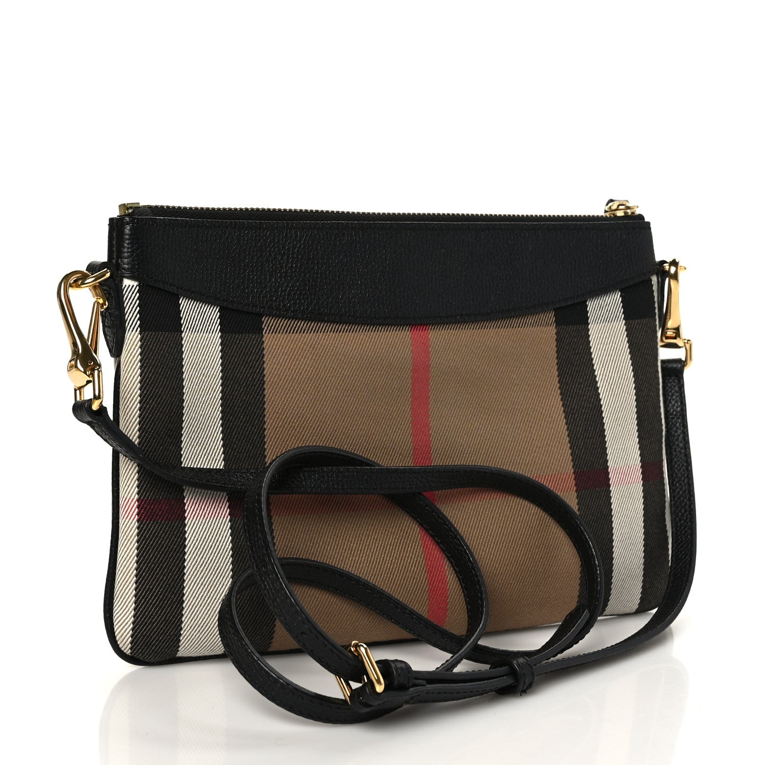 Burberry House Check Derby Peyton Crossbody Clutch Bag Black 3 of 8