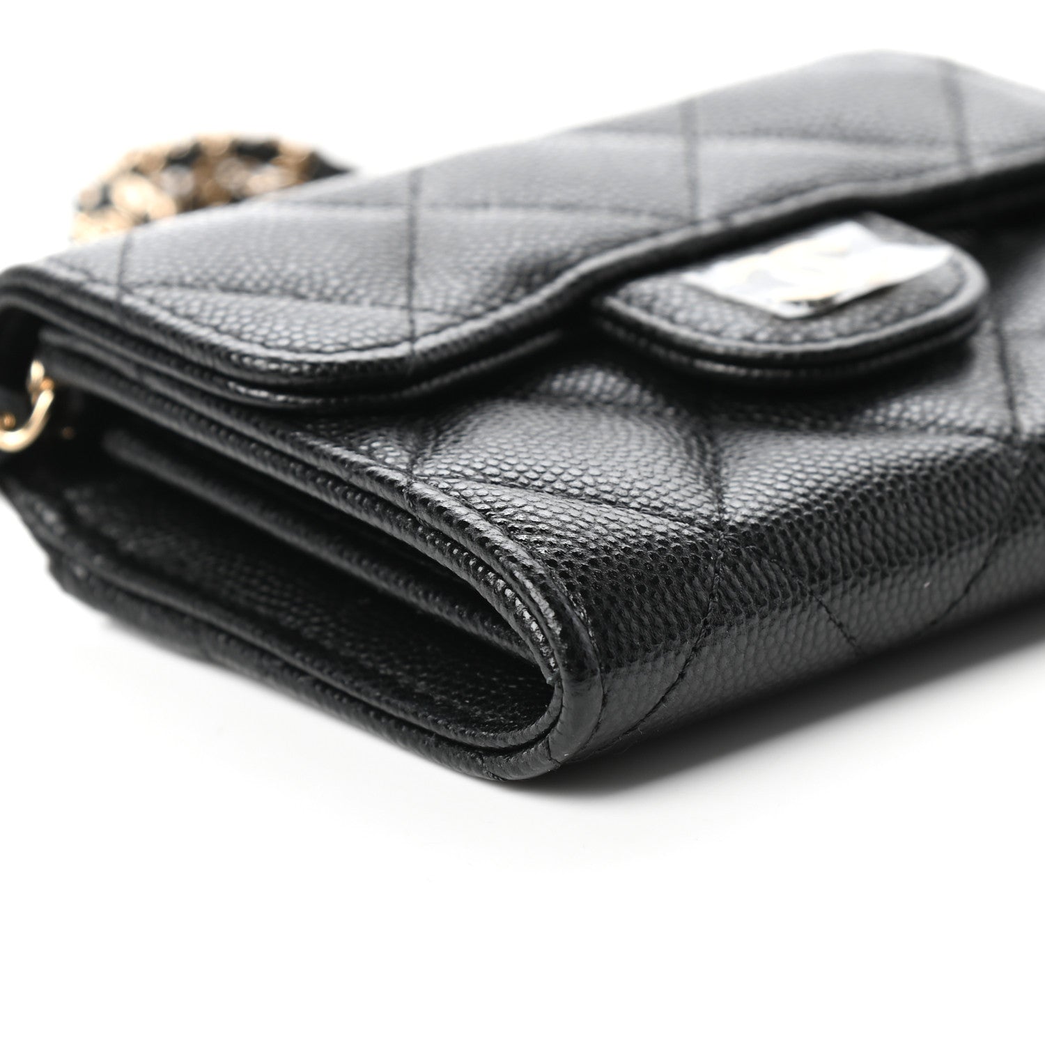 Chanel Caviar Quilted Flap Card Holder On Chain Black 9 of 11