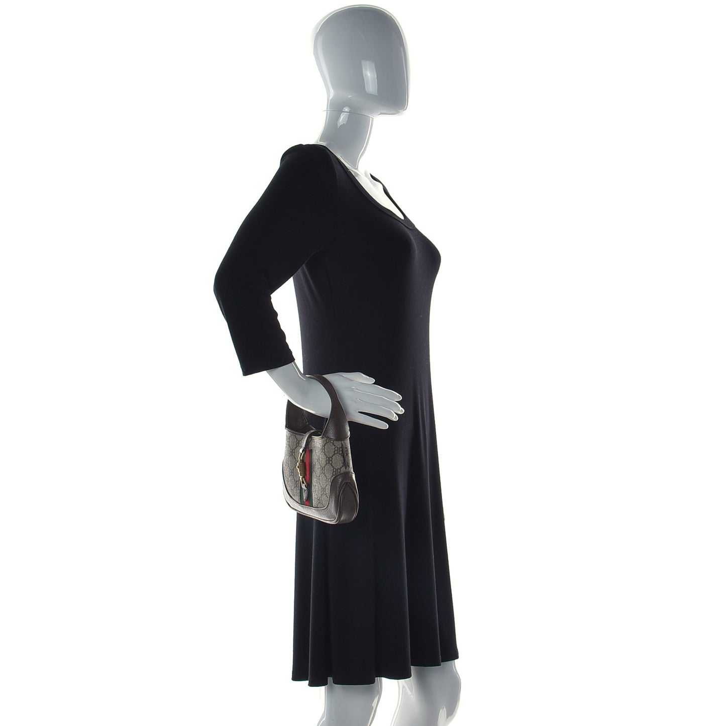 X BALENCIAGA BB Supreme Monogram Calfskin Web Mini Jackie 1961 Hobo Beige Ebony