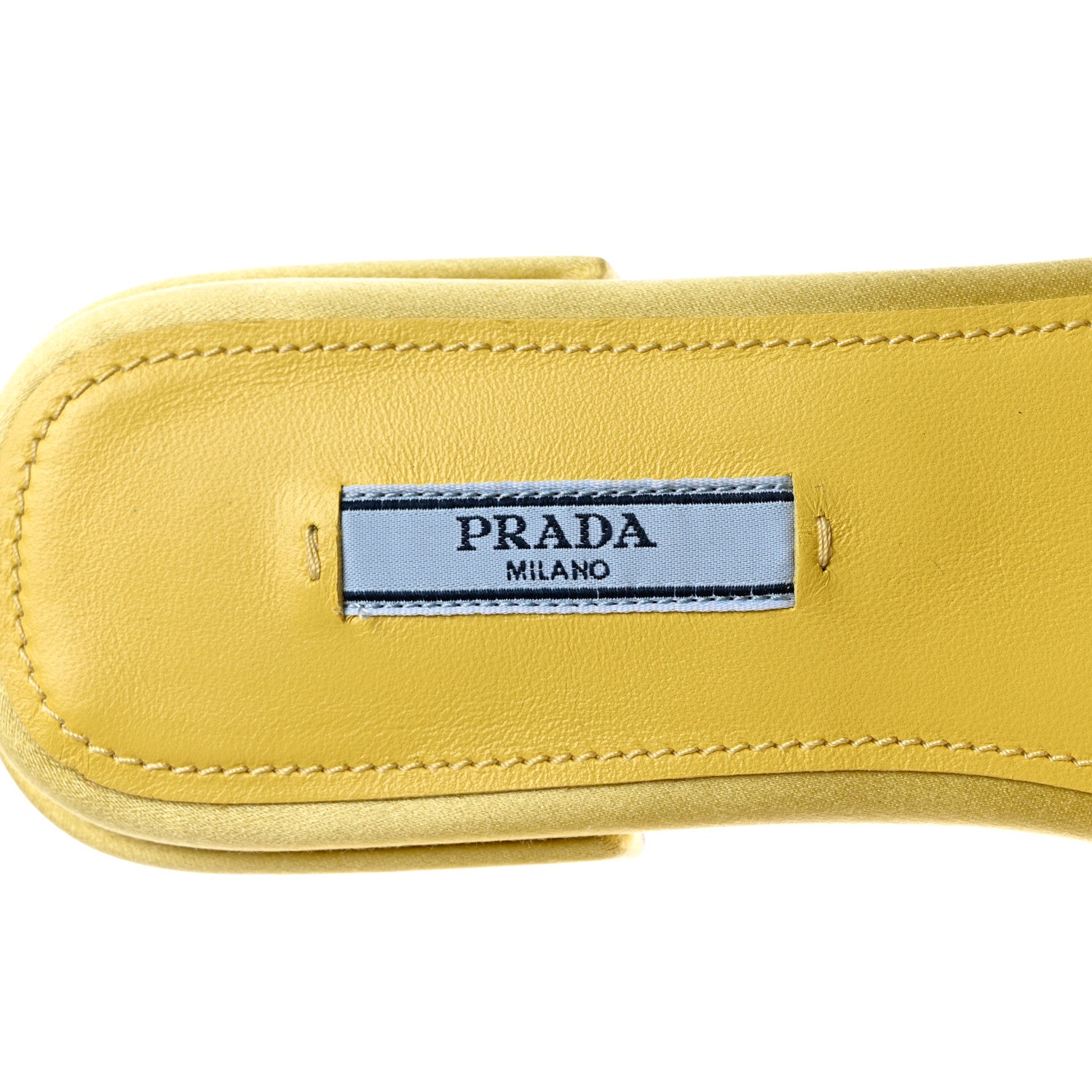 Prada Satin Crystal Logo 10mm Slide Sandals 37 Ananas 7 of 8