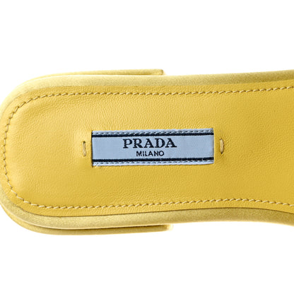 Prada Satin Crystal Logo 10mm Slide Sandals 37 Ananas 7 of 8