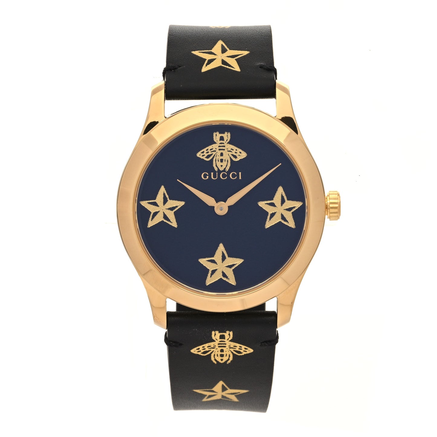 Stainless Steel Calfskin 38mm G-Timeless Bee Star Quartz Watch Black