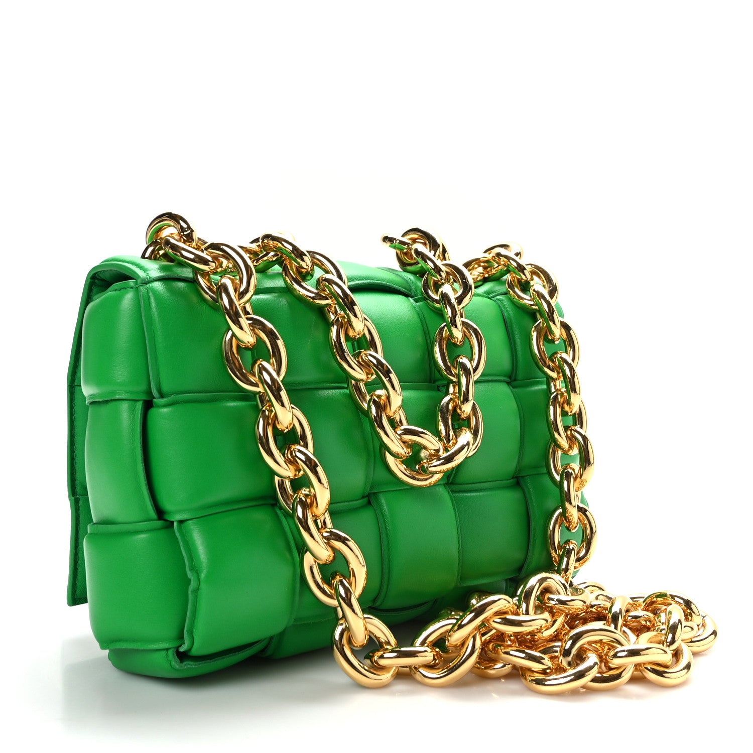 Bottega Veneta Lambskin Maxi Intreccio Padded Chain Cassette Crossbody Bag Grass 3 of 8