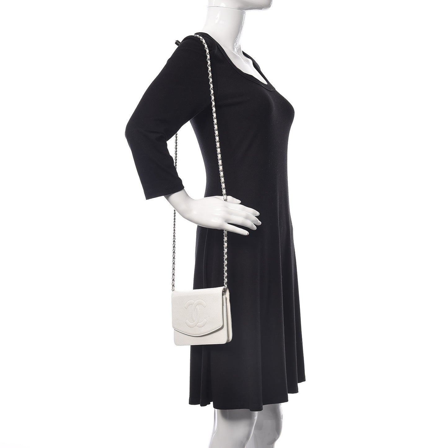 Caviar Timeless CC Wallet on Chain WOC White