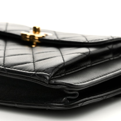 Chanel Lambskin Quilted Square Front Pocket Clutch With Chain Black 10 of 14
