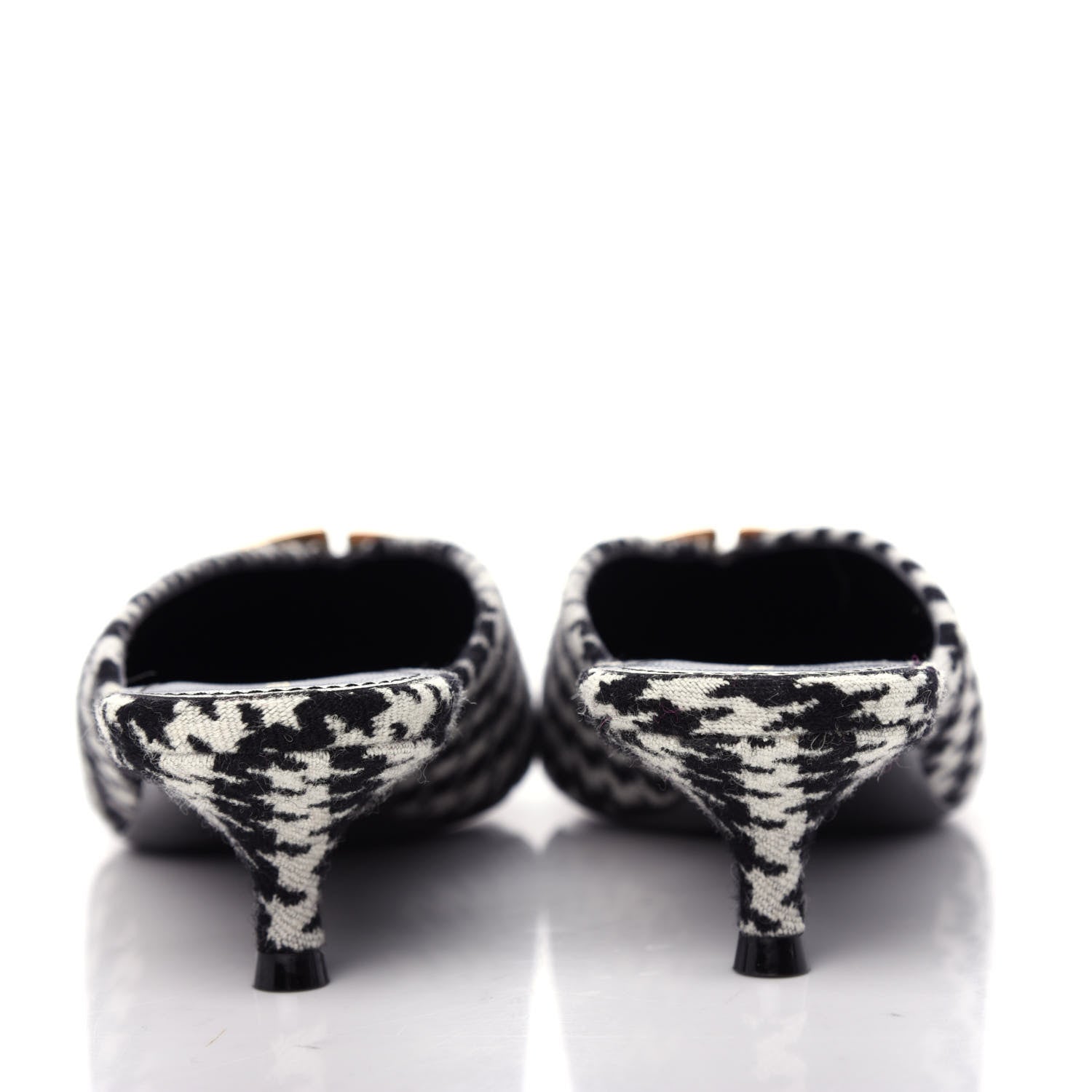Balenciaga Stretch Tweed BB Houndstooth Pointed Toe Knife 40mm Mules 38 Black Ivory 7 of 12