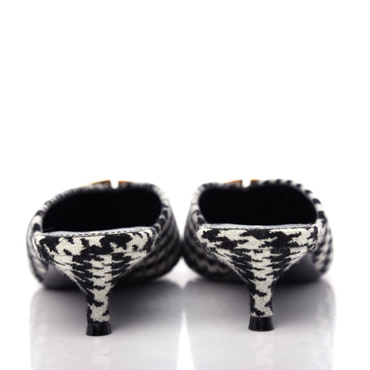 Balenciaga Stretch Tweed BB Houndstooth Pointed Toe Knife 40mm Mules 38 Black Ivory 7 of 12