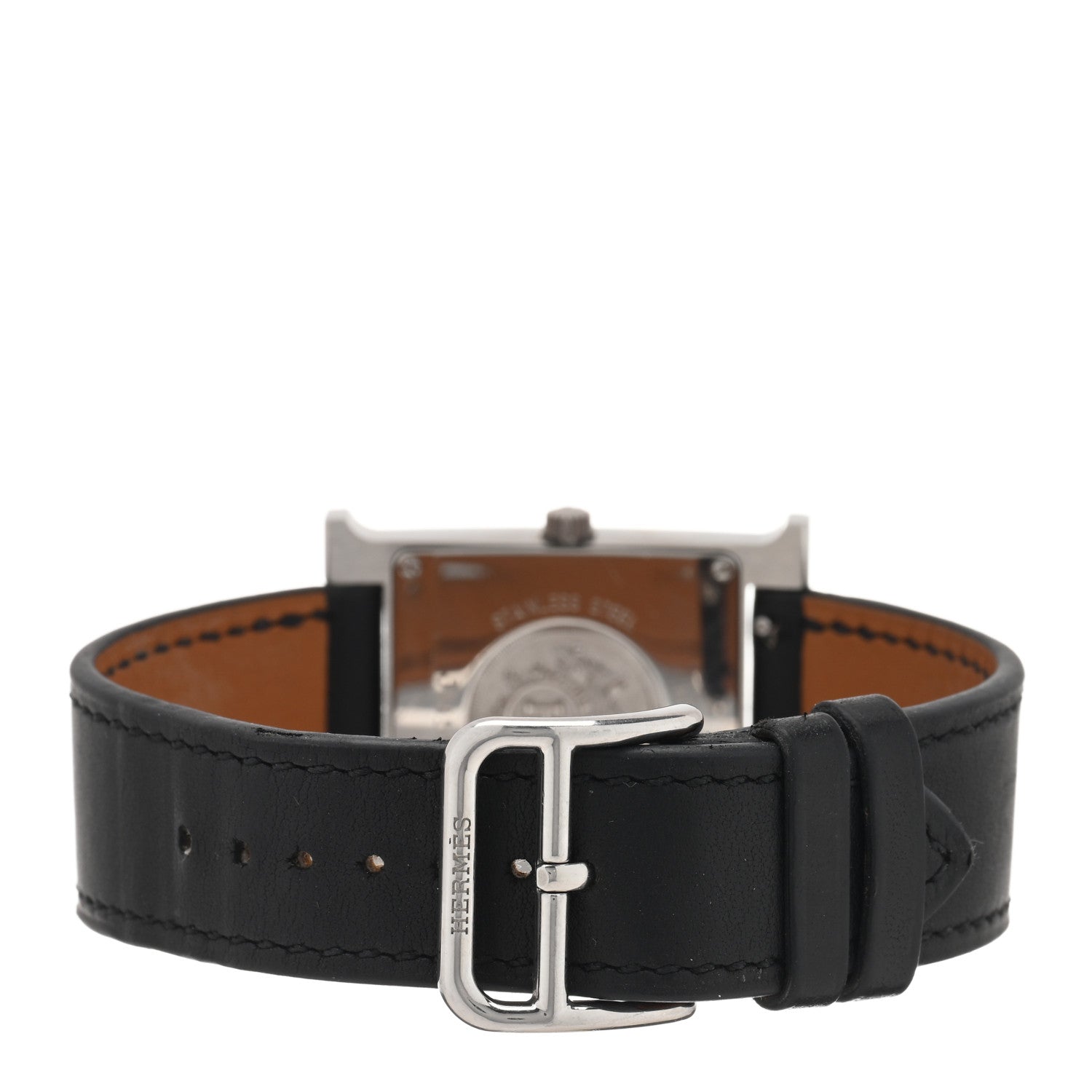 Hermes Stainless Steel Barenia Lacquer 26mm Heure H Hour Quartz Watch Noir 3 of 5