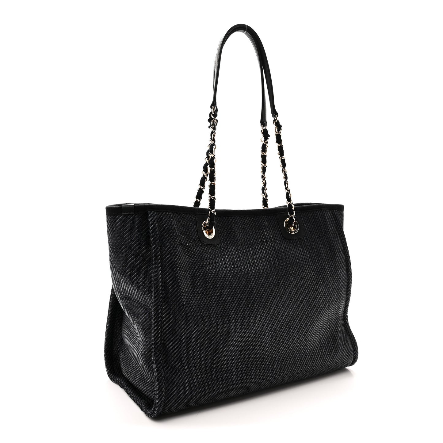 Mixed Fibers Calfskin Small Deauville Tote Black