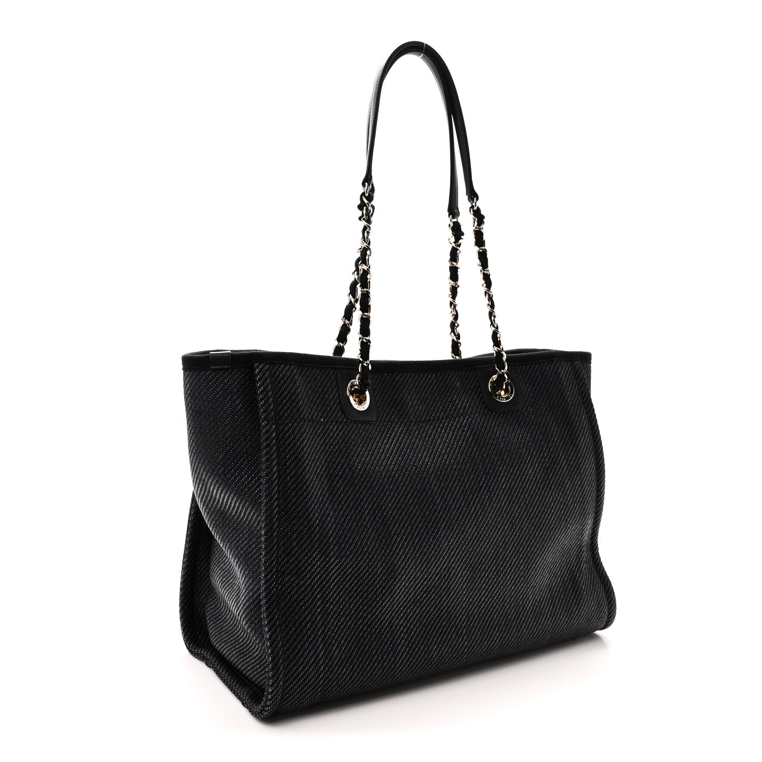 Chanel Mixed Fibers Calfskin Small Deauville Tote Black 3 of 10