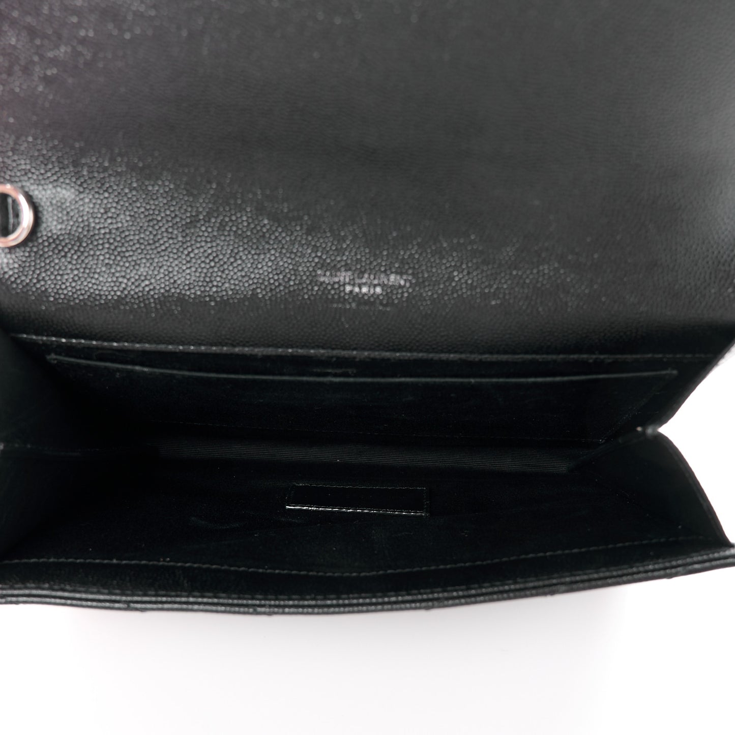 Grain De Poudre Matelasse Chevron Monogram Envelope Clutch Black