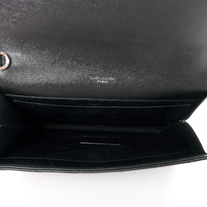 Saint Laurent Grain De Poudre Matelasse Chevron Monogram Envelope Clutch Black 5 of 12
