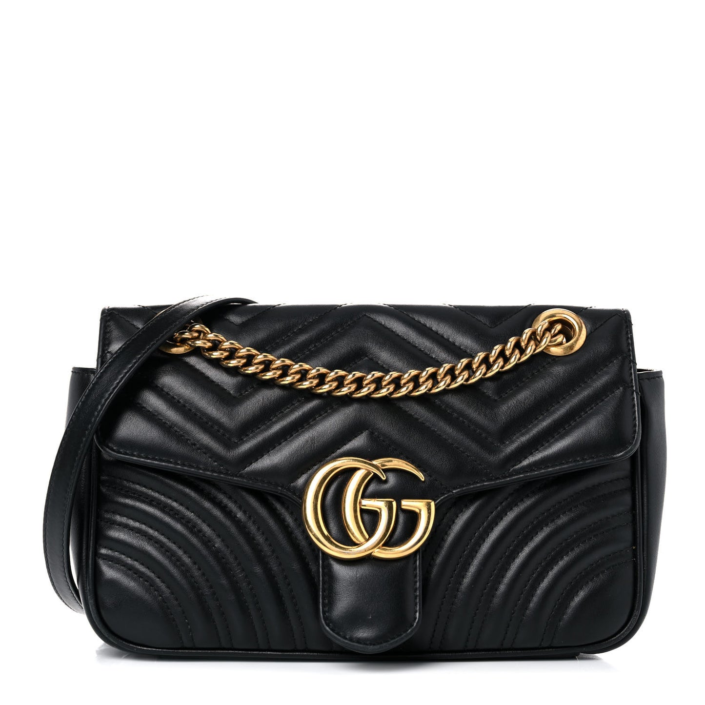 Calfskin Matelasse Small GG Marmont Shoulder Bag Black