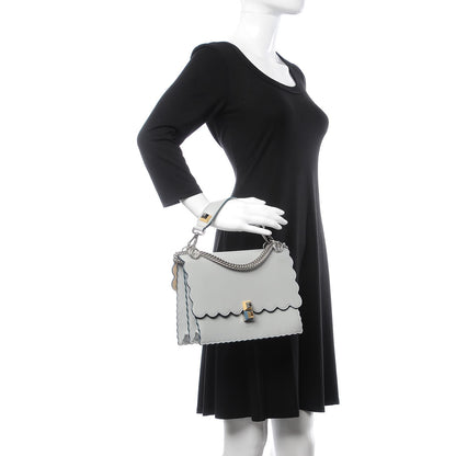 Fendi Vitello Liberty Scalloped Studded Kan I Shoulder Bag Grigio Perla 2 of 11