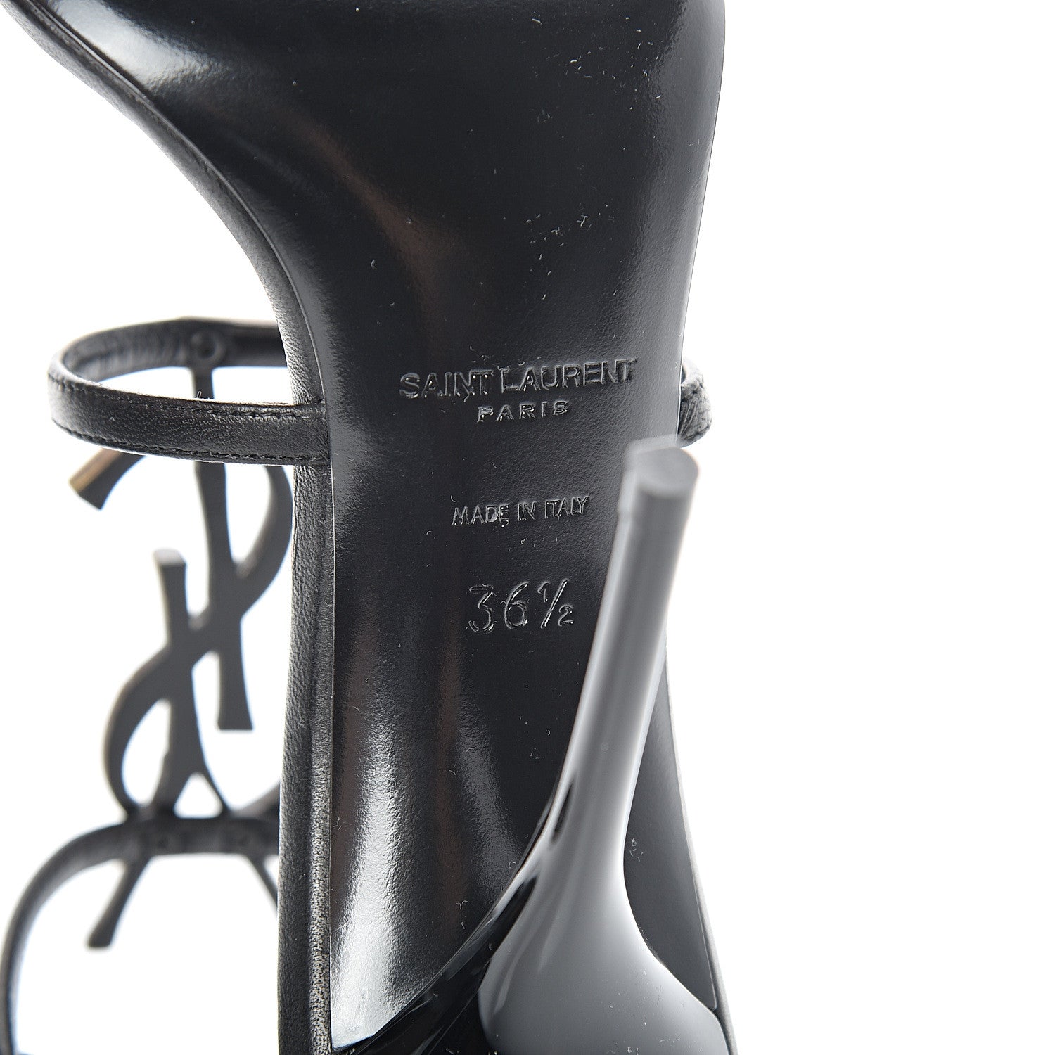 Saint Laurent Calfskin Cassandra 110 Sandals 36.5 Black 7 of 8