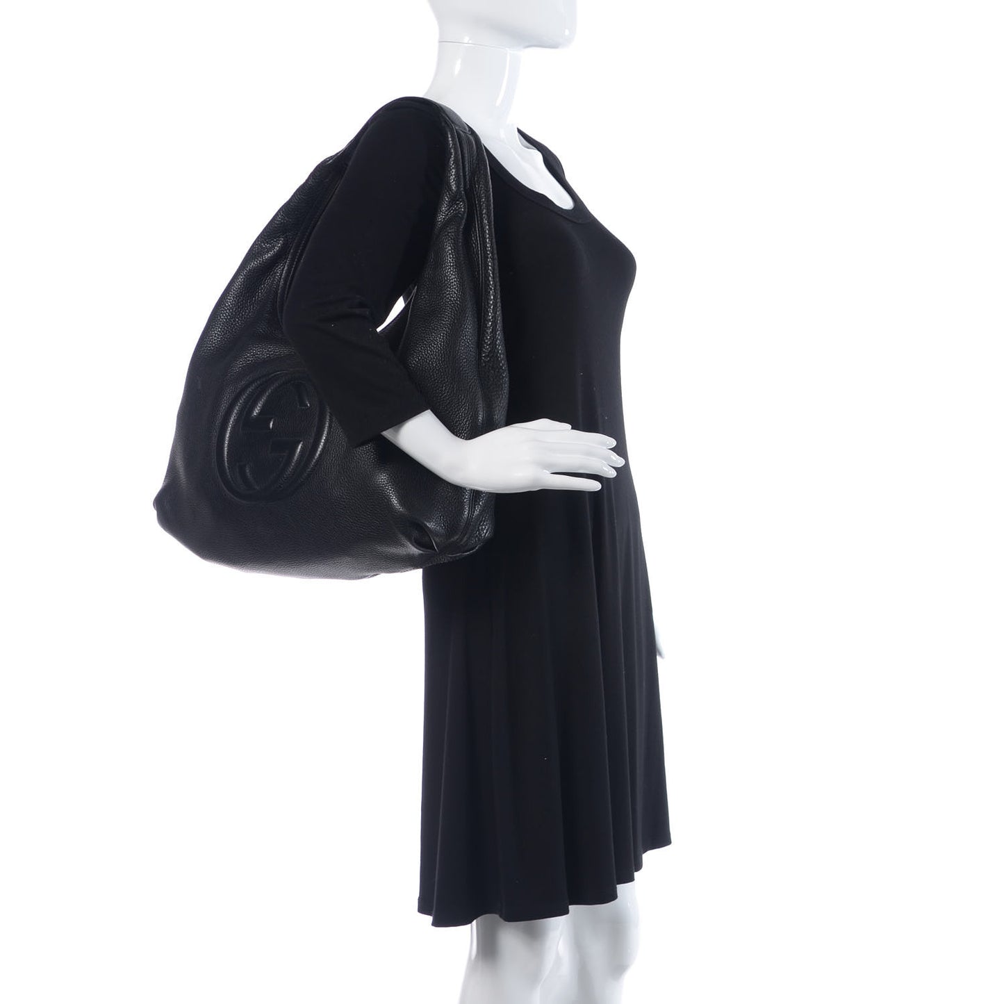 Pebbled Calfskin Soho Hobo Black