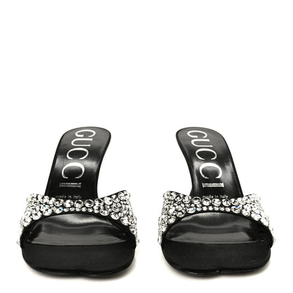 Gucci Satin Crystal 65mm Slide Sandals 37 Black 3 of 9